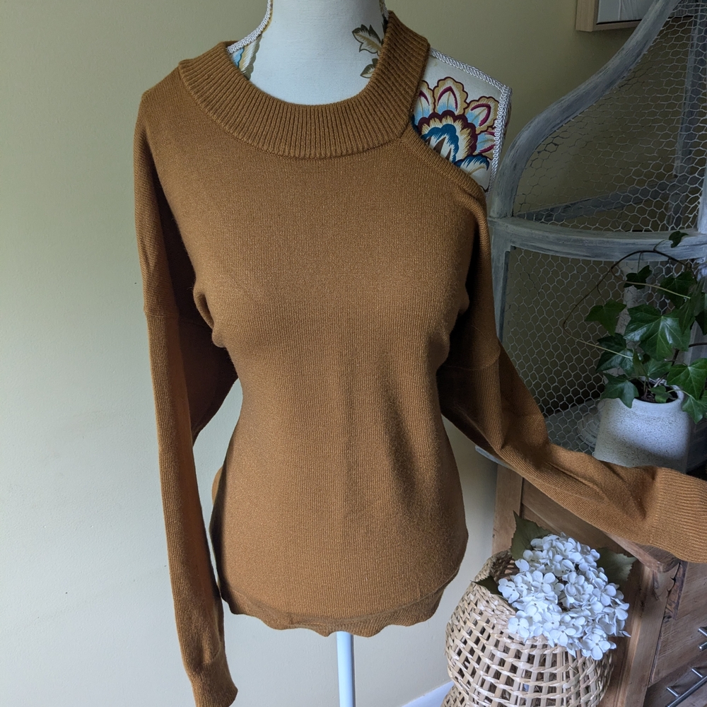 Le Chateau Mustard Off-the-Shoulder Sweater